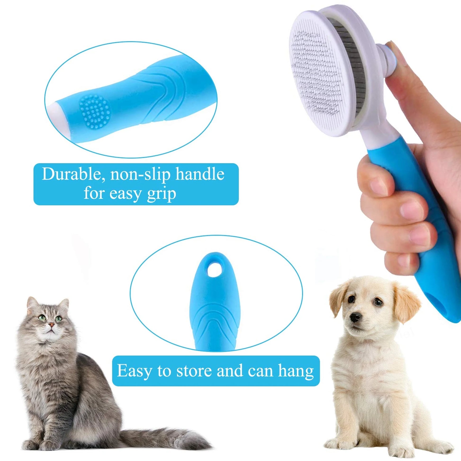 Self-Cleaning Deshedding Brush for Cats and Dogs - Effective Tool for Undercoat, Mats, Knots, and Flakes Suitable for All Hair Lengths