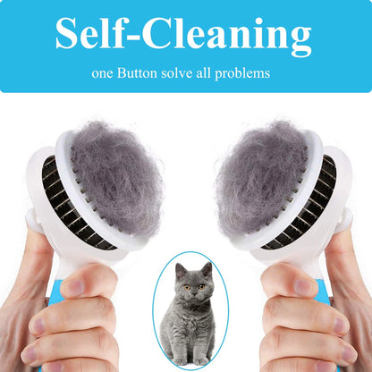 Self-Cleaning Deshedding Brush for Cats and Dogs - Effective Tool for Undercoat, Mats, Knots, and Flakes Suitable for All Hair Lengths