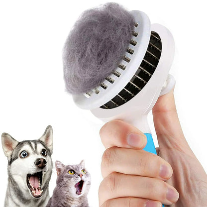 Self-Cleaning Deshedding Brush for Cats and Dogs - Effective Tool for Undercoat, Mats, Knots, and Flakes Suitable for All Hair Lengths