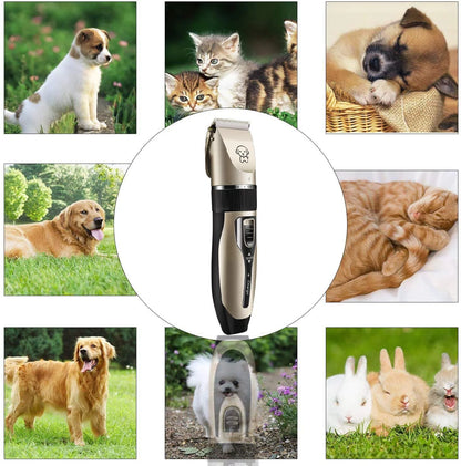 Rechargeable Cordless Pet Grooming Clipper Set, Low Noise Electric Dog and Cat Shaver with Scissor Comb