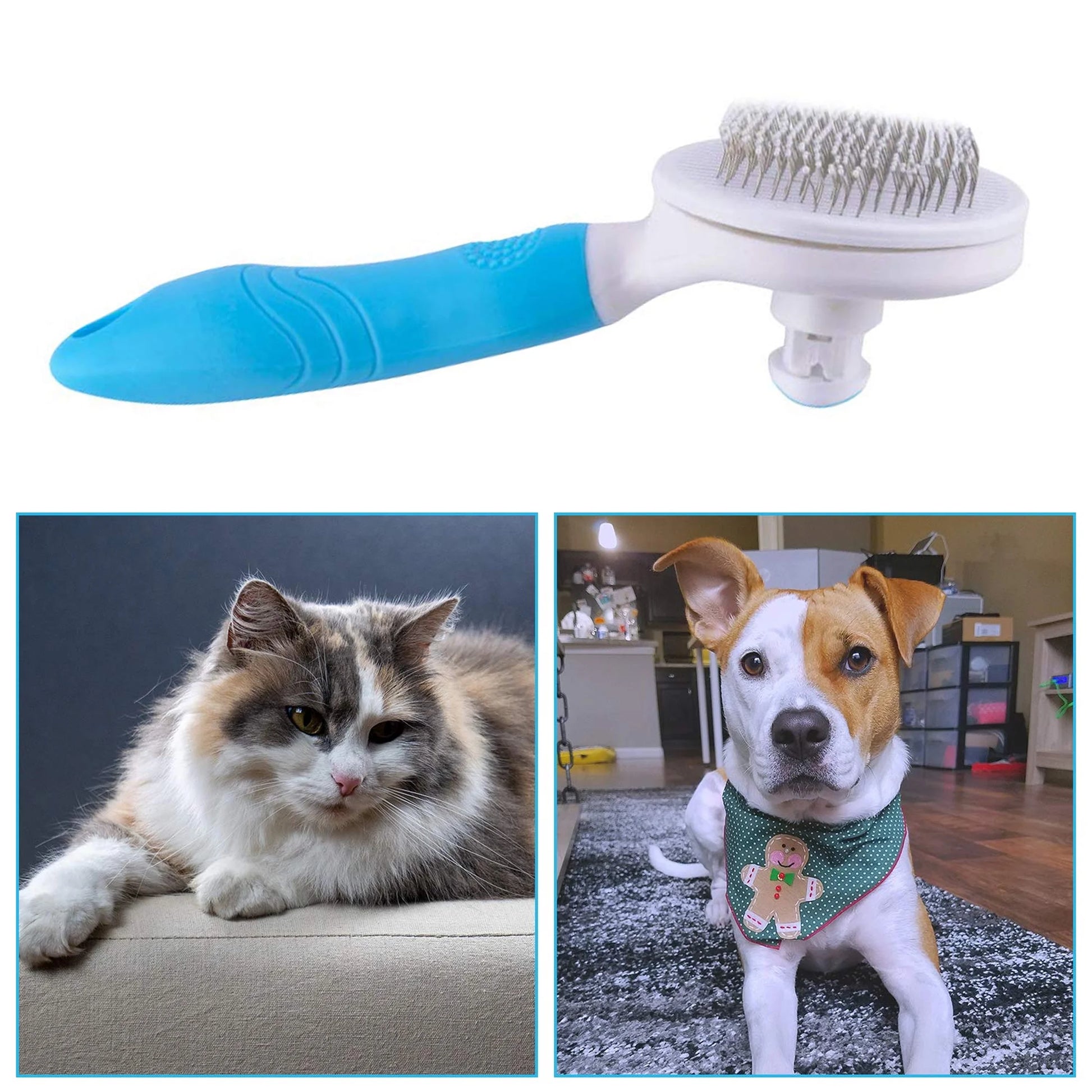 Self-Cleaning Deshedding Brush for Cats and Dogs - Effective Tool for Undercoat, Mats, Knots, and Flakes Suitable for All Hair Lengths
