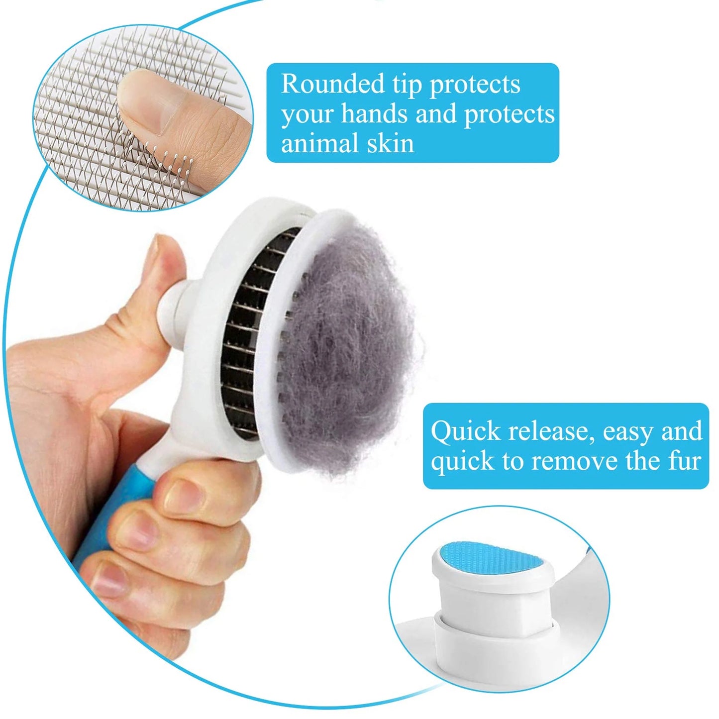 Self-Cleaning Deshedding Brush for Cats and Dogs - Effective Tool for Undercoat, Mats, Knots, and Flakes Suitable for All Hair Lengths
