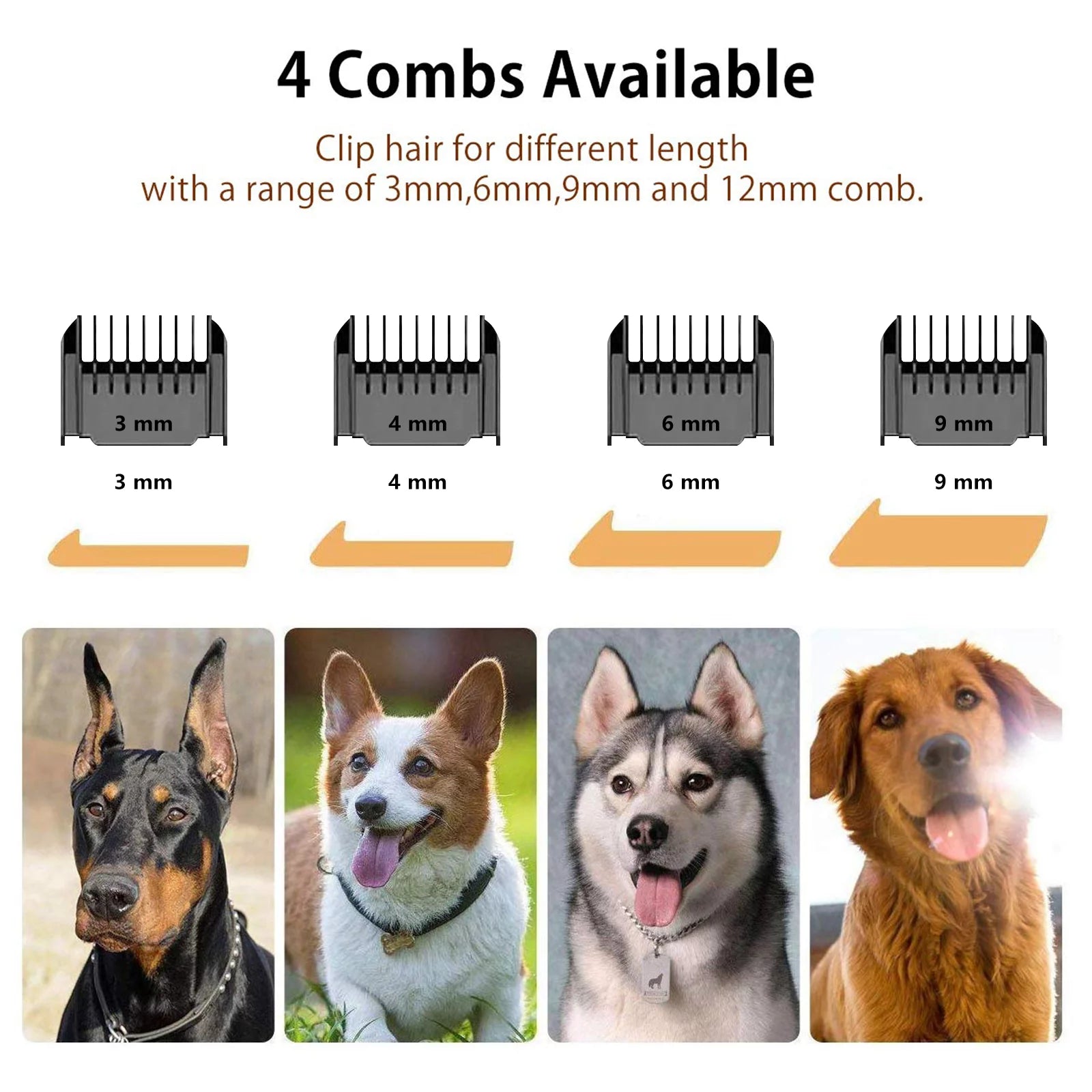 Rechargeable Cordless Pet Grooming Clipper Set, Low Noise Electric Dog and Cat Shaver with Scissor Comb