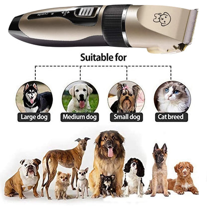 Rechargeable Cordless Pet Grooming Clipper Set, Low Noise Electric Dog and Cat Shaver with Scissor Comb